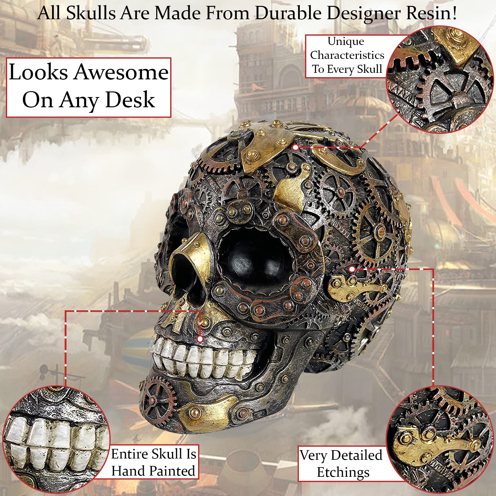 Amazon.com: Urbalabs Steampunk Skull with Gears of War Gothic