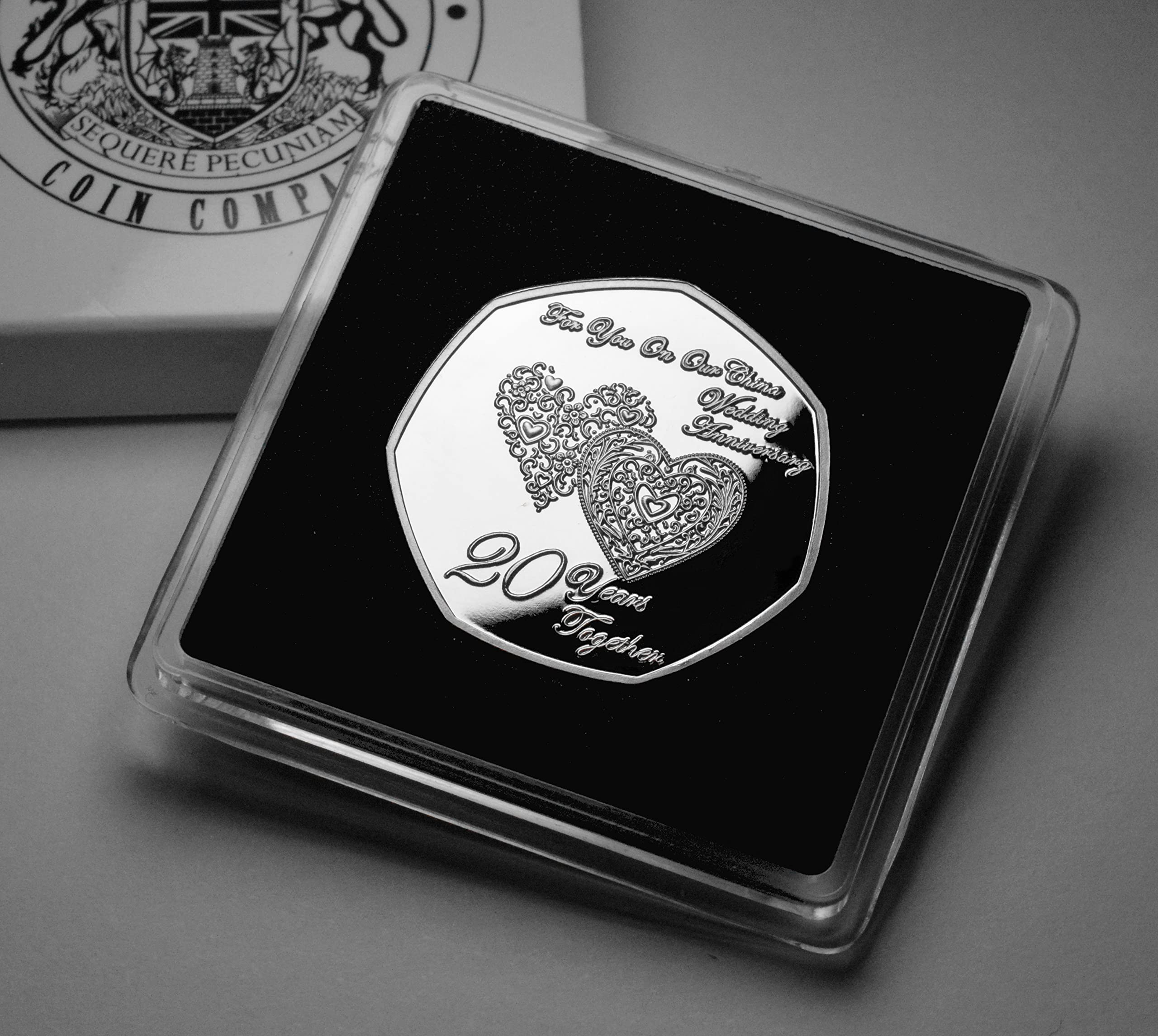 The Commemorative Coin Company On Our 20th China Wedding Anniversary Silver Commemorative in Gift/Presentation Case. Husband/Wife/Partner 20 Years Together Gift/Present Love/Token