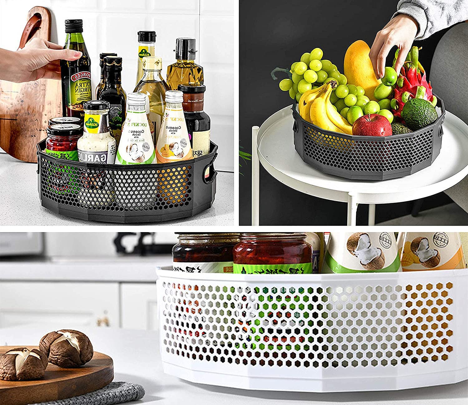 YUNISS Piatto Girevole, Porta Spezie Per Cucina Girevole, Lazy Susan Portaspezie Girevole, Salvaspazio Girevole Organizer Per Cucina Armadi Spezie (30 cm, Colore Legno
