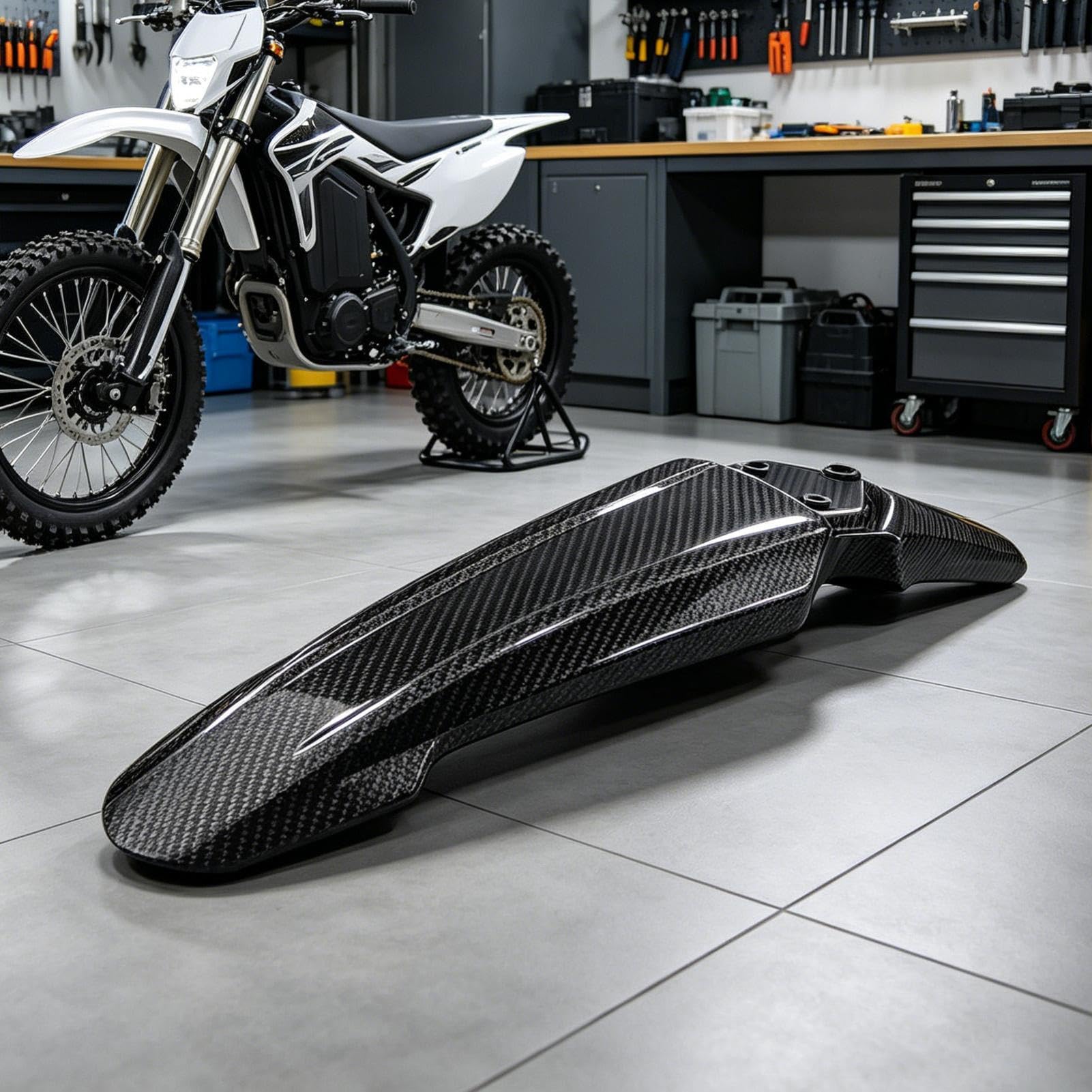 Parafango Moto Fibra Di Carbonio Leggera | Parafango Anteriore Moto Ricambio Da Avventure, Officine e Strada, Pendolarismo, Turismo, Guida con Ogni , Meccanici Fai Da