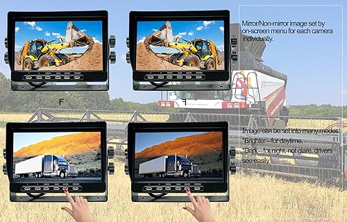 Miniatura 2 de Sistema de cámara de respaldo con cable AHD 1080P de 7 pulgadas, línea de guía, cámara impermeable IP69K, visión nocturna, a prueba de vibraciones