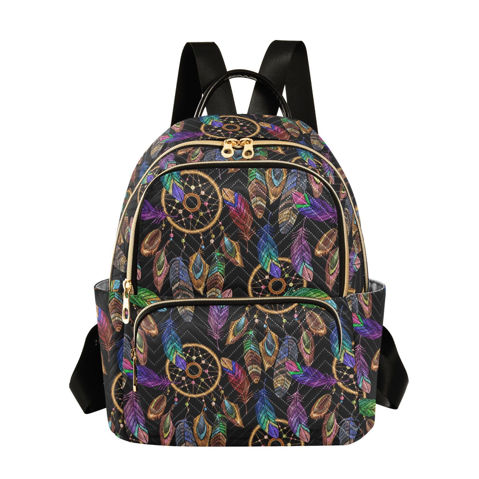 Sletend Mini Backpack Indian Dreamcatcher Mandala Feather Fashion Backpack Purse for Women,Handbag Shoulder Bag Casual Daypack, Ladies Gift for