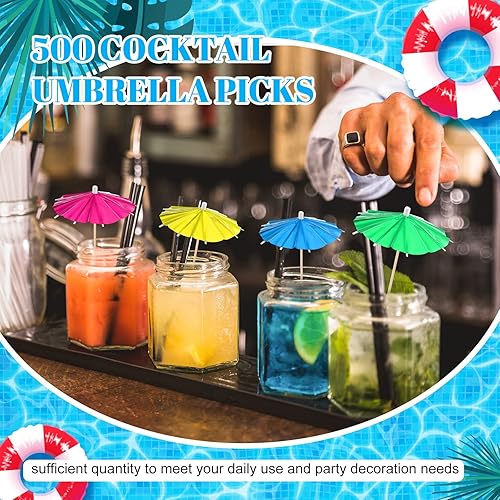 Miniatura 4 de Zhehao 500 paraguas de papel para bebidas de papel de aluminio de 4 pulgadas retro disco palos de aluminio para bebidas, decoración hawaiana de