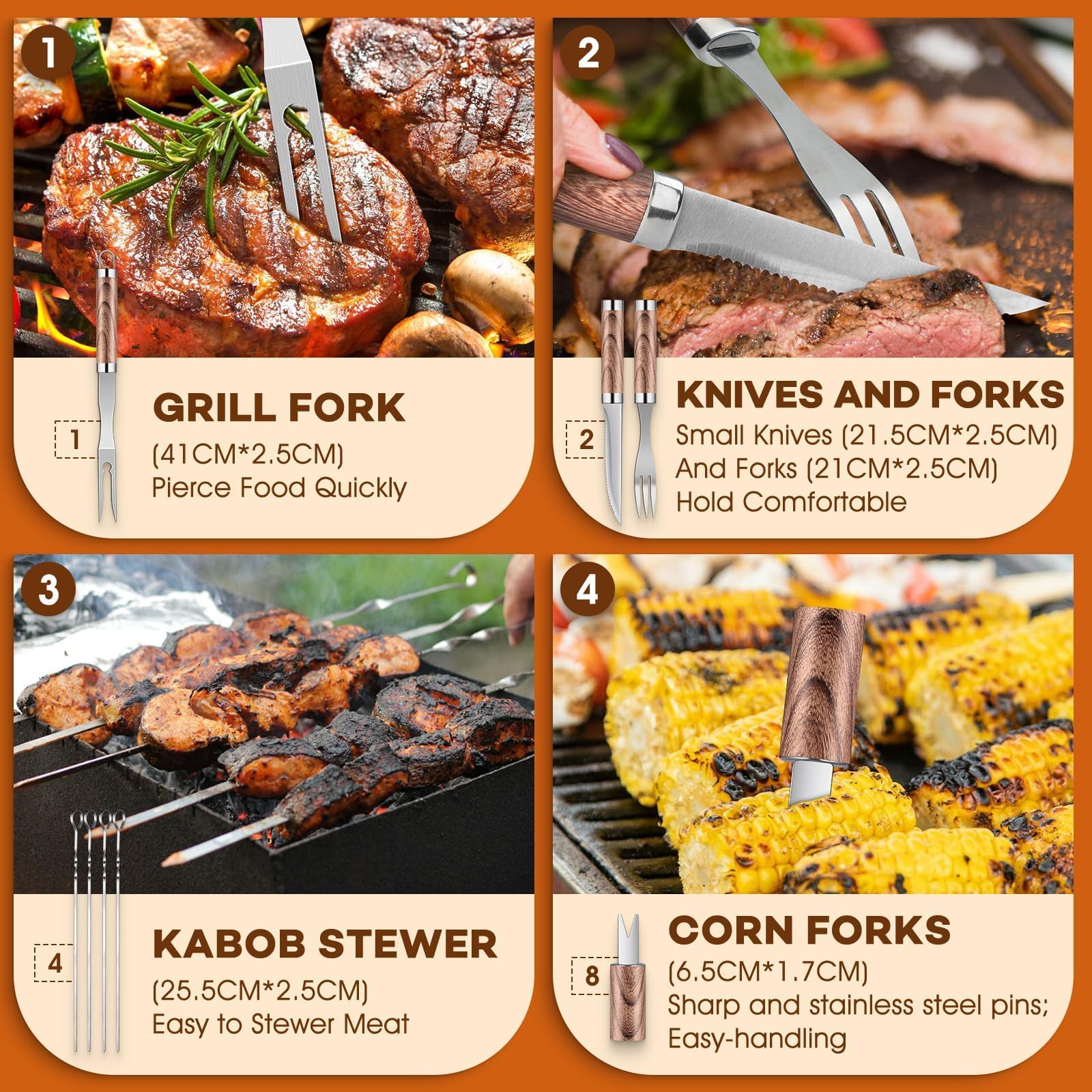 DRAGON RIOT Juego de cubiertos para barbacoa, 29 piezas, juego de barbacoa para hombres, regalo | Juego de accesorios para barbacoa con espátula en maletín de aluminio, cubiertos para barbacoa al aire libre
