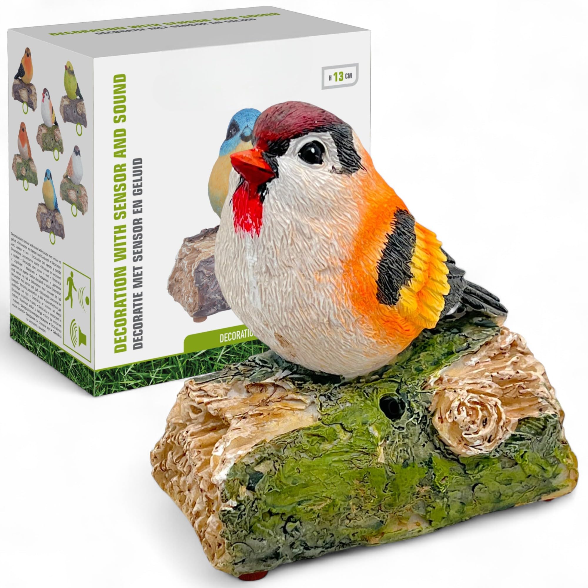 Soundbox Chant Oiseaux Blanc - Détecteur Mouvement, 12cm - Décoration Spa Bien-être