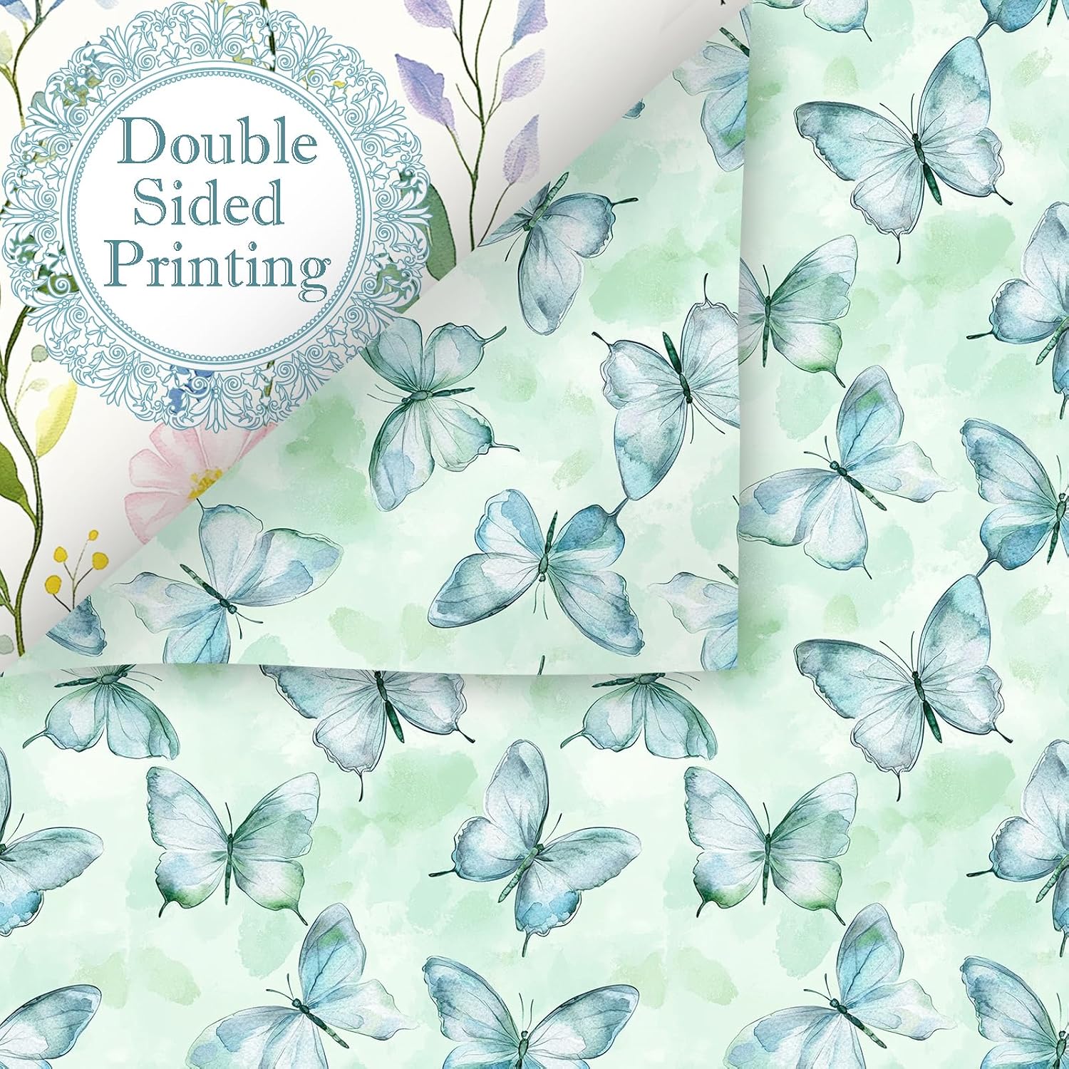24 Sheets Spring Floral Butterfly Scrapbook Paper, Wildflower Birds Decorative Craft Paper Folded Flat for Spring Birthday Baby Shower Card Making Photo Album Decor, 12'' x 12''