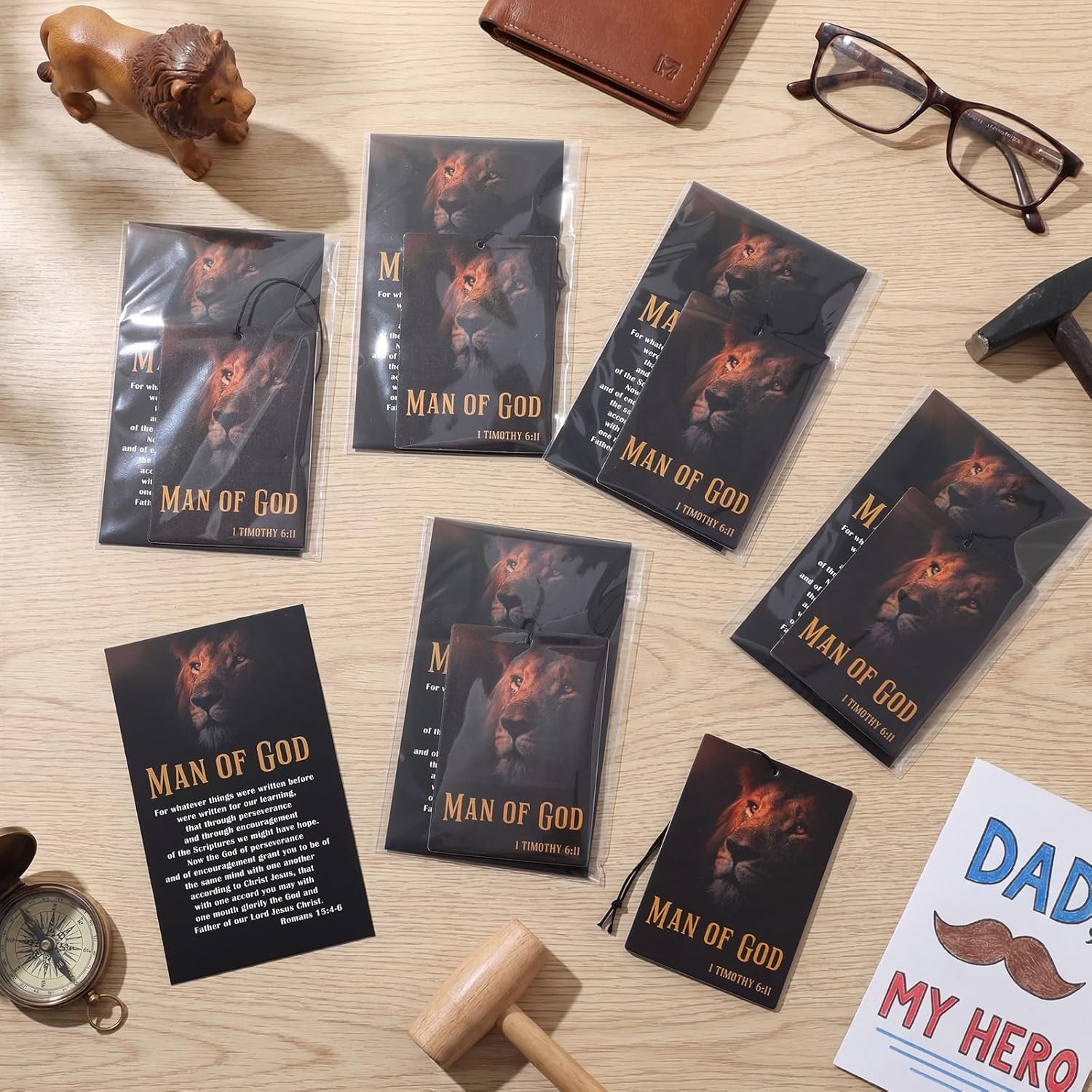 Batiyeer 40 Sets Man of God Gift Christian Gifts Bulk Religious Car Air Freshener Bible Verse Cards with Bags Appreciation Gift for Church Staff Father's Day Pastor Dad Godfather Men Party Favors