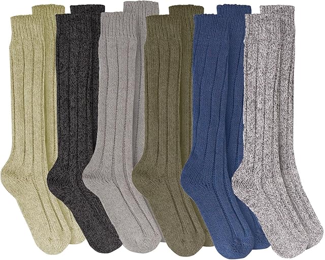 Sock Stack 6 Pairs Of Mens Chunky Long Wool Socks Thick Heavy Duty Knee Length Work Boot Sock Size 6-11