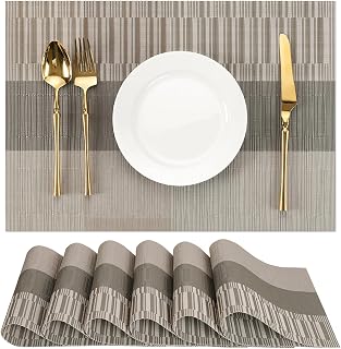 Placemats Set of 6, Vinyl Woven Heat-Resistant Place Mats