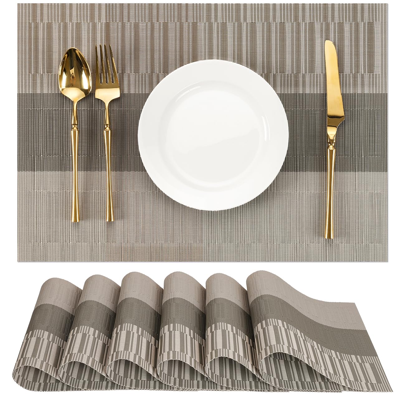 Chitomars Tischsets Abwaschbar 4er Set, Platzsets Abwaschbar PVC Hitzebeständig Tischset Outdoor Vinyl Gewebte Platzdeckchen für Häuser Restaurants Hotel Tischdekos