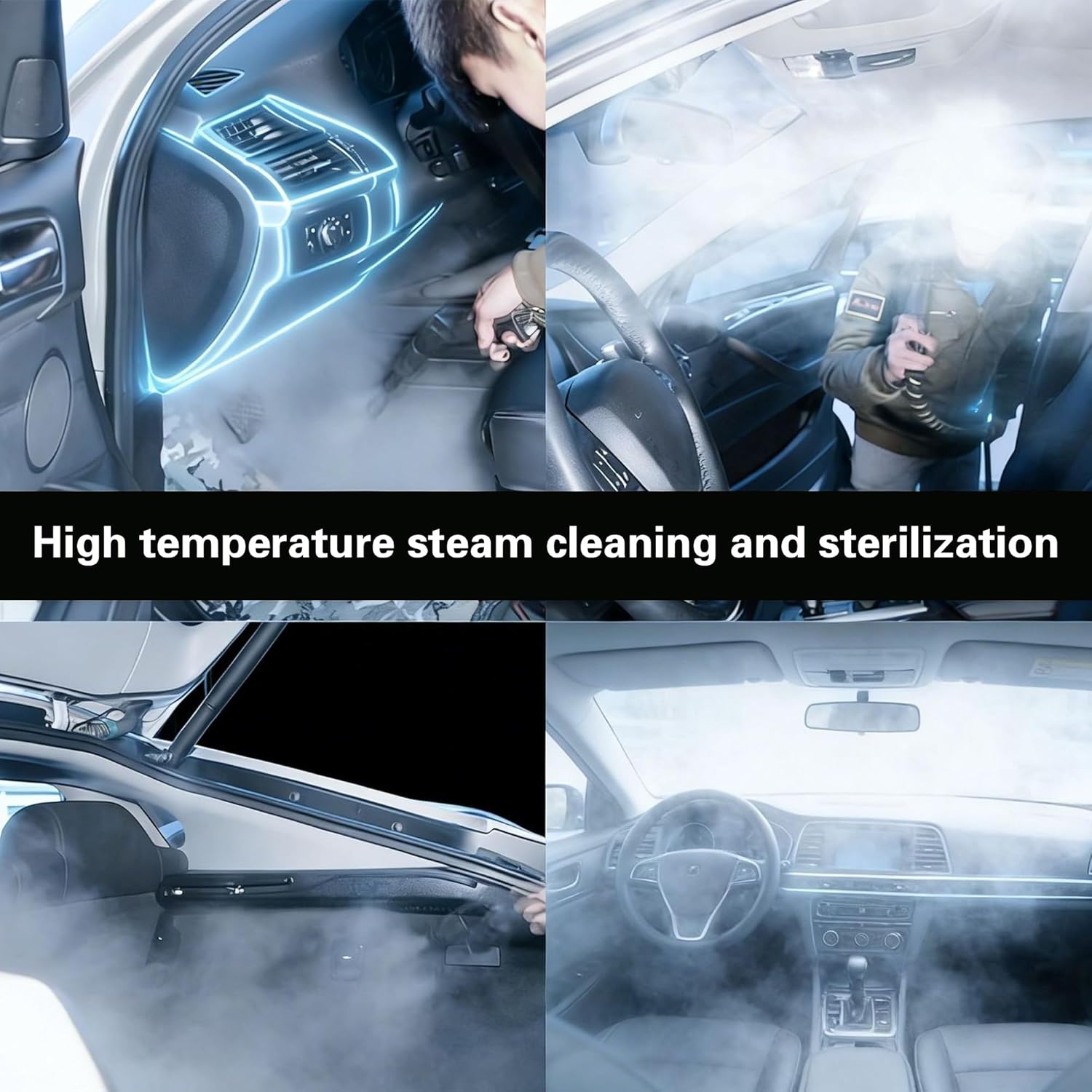 Commercial Steam Cleaner Heavy Duty, High Temp Steam Cleaner, Industrial High Pressure Steam Washer for Kitchen Car Detailing Cleaning, Multipurpose, Chemical Free, Professional Tools (blue)