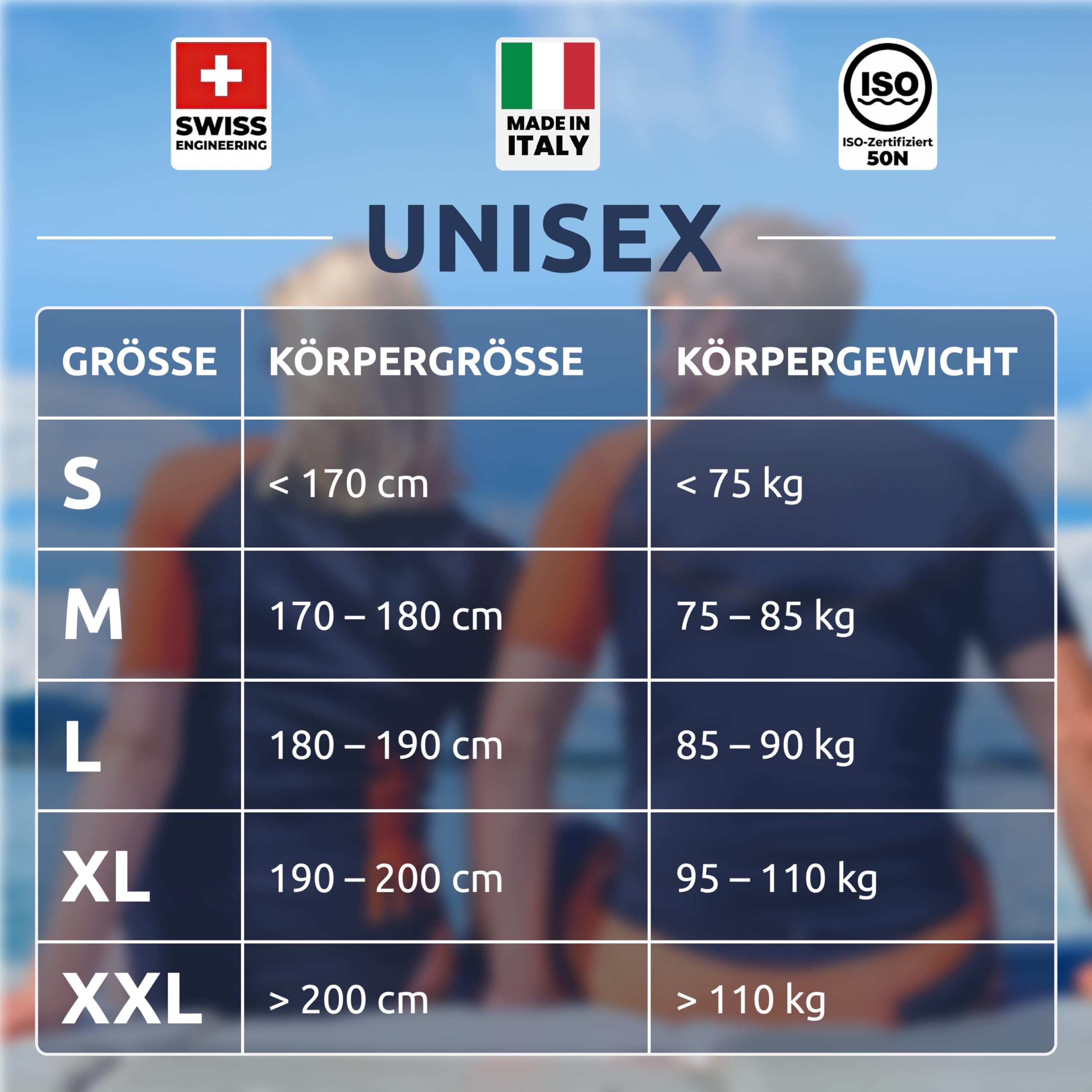 Res-T Schwimmweste - Manuell aufblasbare Schwimmhilfe mit extra starkem Auftrieb 80N - für maximale Bewegungsfreiheit auf dem Wasser - Unisex