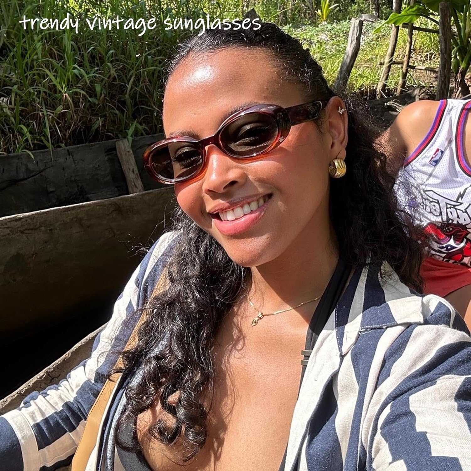 WOWSUN Retro Oval Sunglasses for Women Trendy 90s Vintage Small Face Shades Sun Glasses UV Protection - Image 5