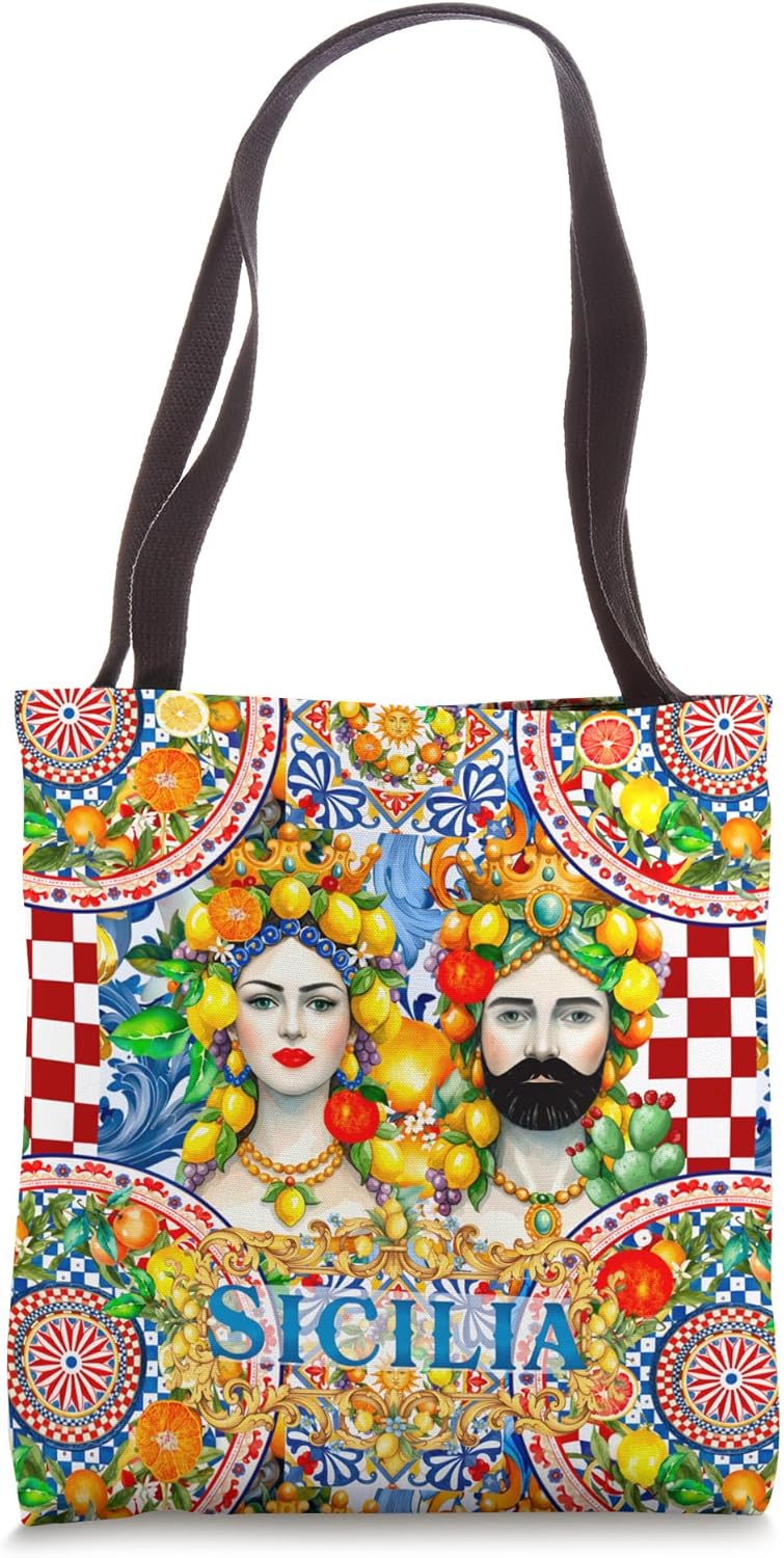 Sicilian Moors head testa Di moro fruits colorful art Tote Bag