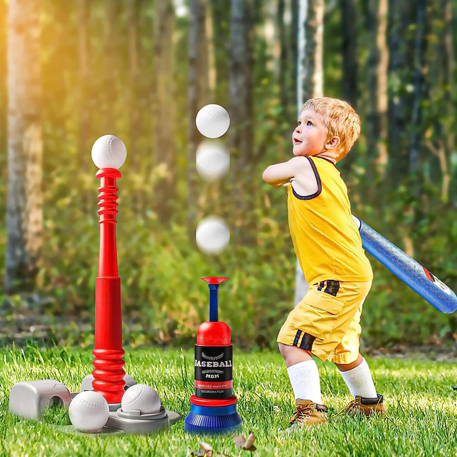 Set da Baseball per Bambini, Attrezzatura per Tee Ball per Bambini, Set di Giocattoli per Sport all'Aria Aperta, Giochi Divertenti interattivi per Ragazzi, Ragazze 3 ai 5 Anni, Set da Pista e