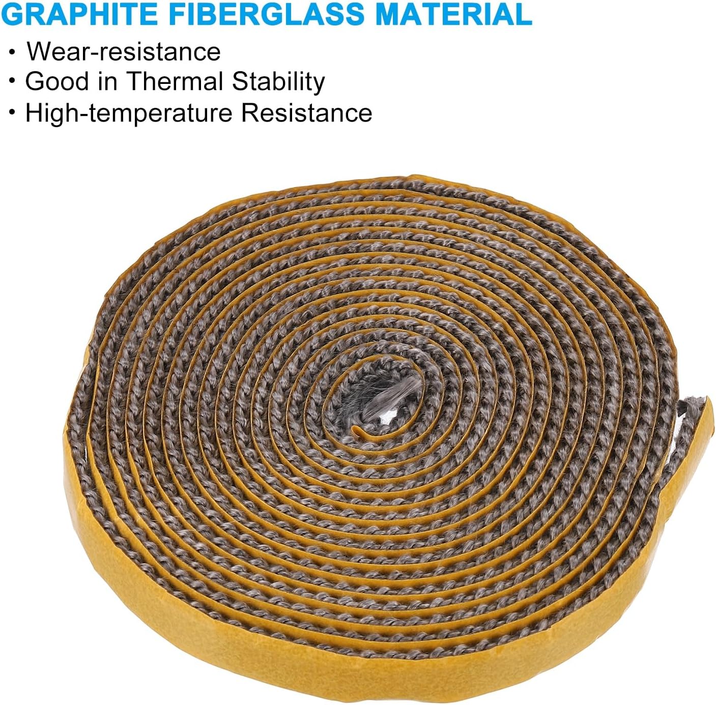 PATIKIL Wood Stove Gasket, 1/2" x 1/8" x 118" Flat Graphite Fiberglass Self Adhesive High-Temperature Resistance Seal Rope for Stoves Fireplace Door, Black