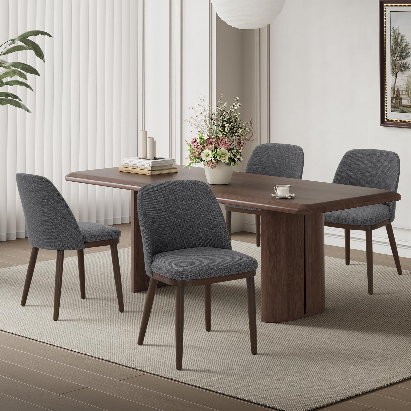 MALOL Thick Wood-base Dining Chairs Set of 4, Upholstered Kitchen Chairs with Solid Wood Legs and Thick Seat Cushion, Modern Dining Room Chairs for Kitchen Dining Room Restaurant, Light Grey — image 1