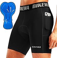 Bikewa Men's 4D Padded Cycling Underwear Shorts with Deep Side Pockets - Breathable Bike Liner for Comfortable Rides