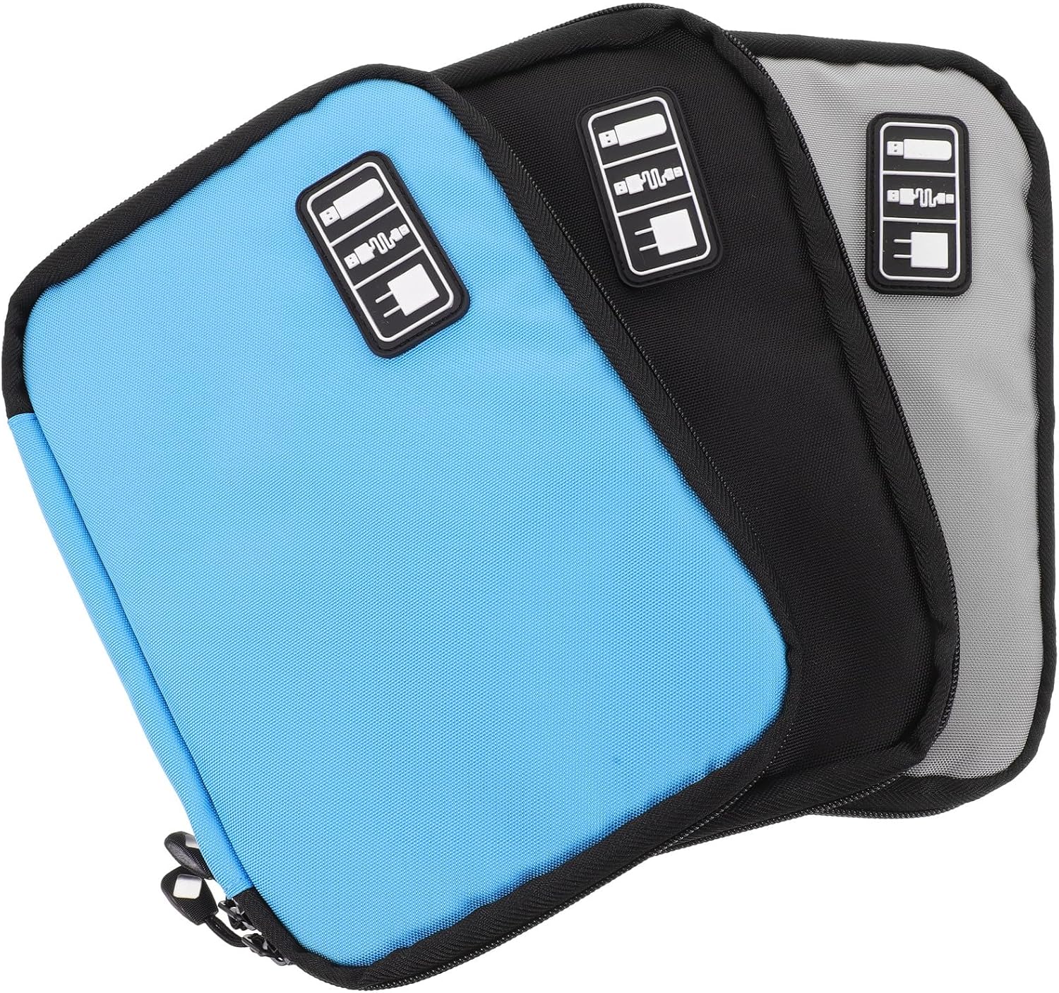 BESPORTBLE 3pcs Portable Digital Accessories Organizer Bag with Sturdy Zipper Multipurpose Electronic Storage for Data Cables Chargers Earphones USB Drives Travel-friendly Compact Carrying