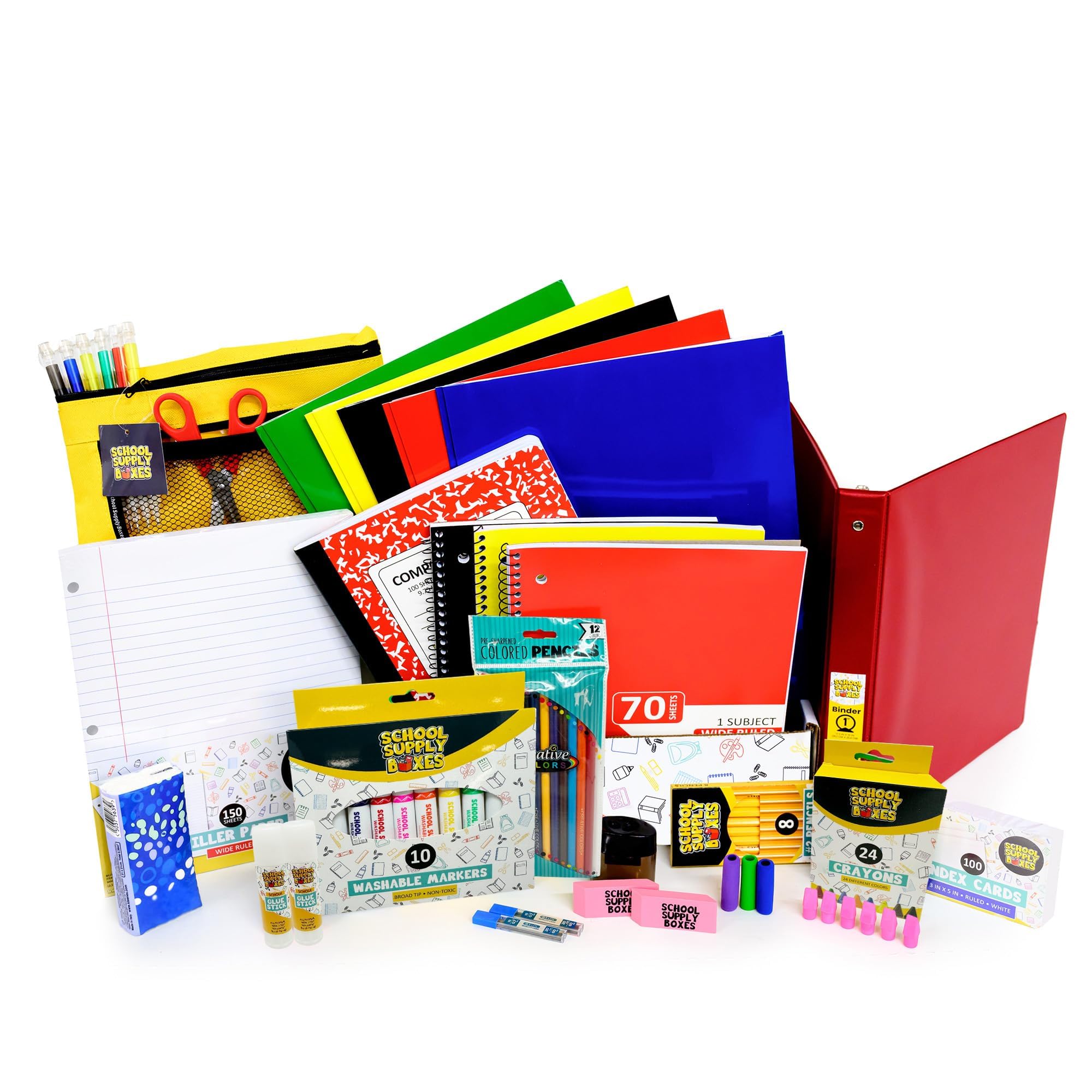 School Supply Boxes Elementary Essentials Back to Kit - Supplies Bundle - 47 Pieces