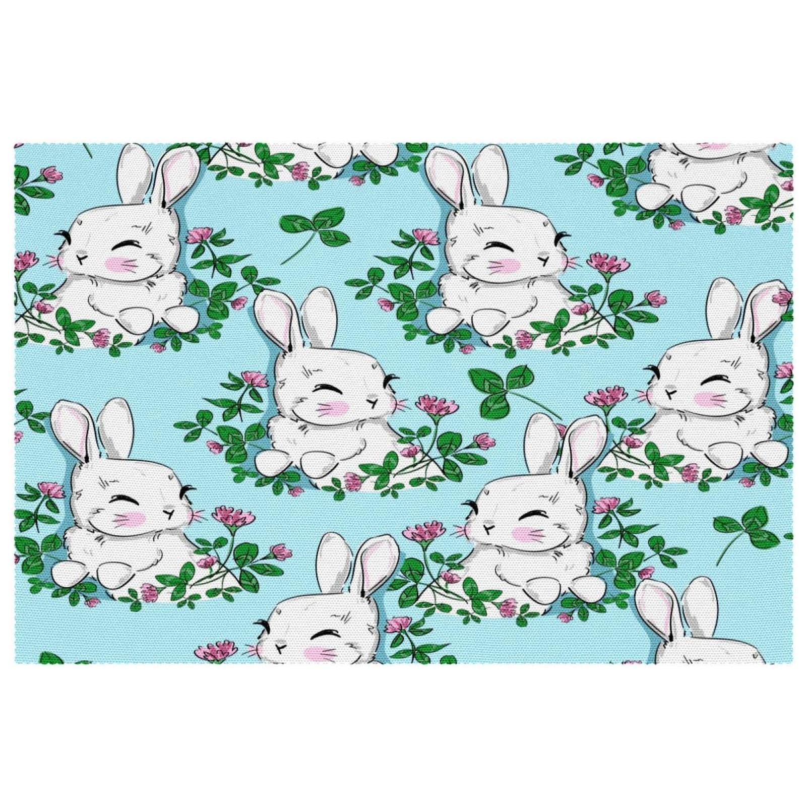 Set de table anti-tache motif lapin pour protéger table salle à manger lot de 6