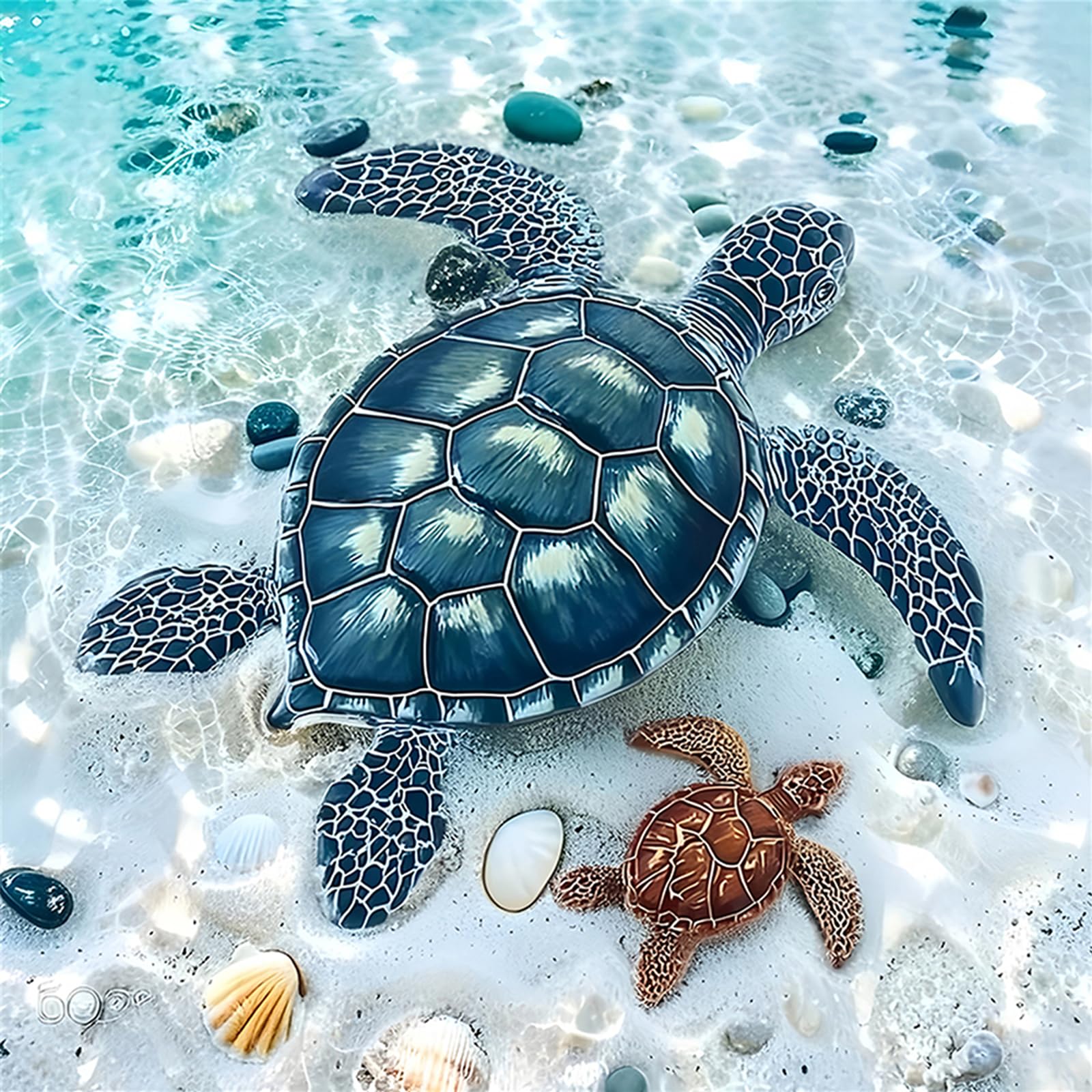 POETRYDRAW Sea Turtles Full DIY 5D Round Drill Crystal Art Paint by Diamond 11.81x11.81Inch Diamond Crystal Rhinestones Painting Kits for Adults Beginner Home Wall Decoration Gift
