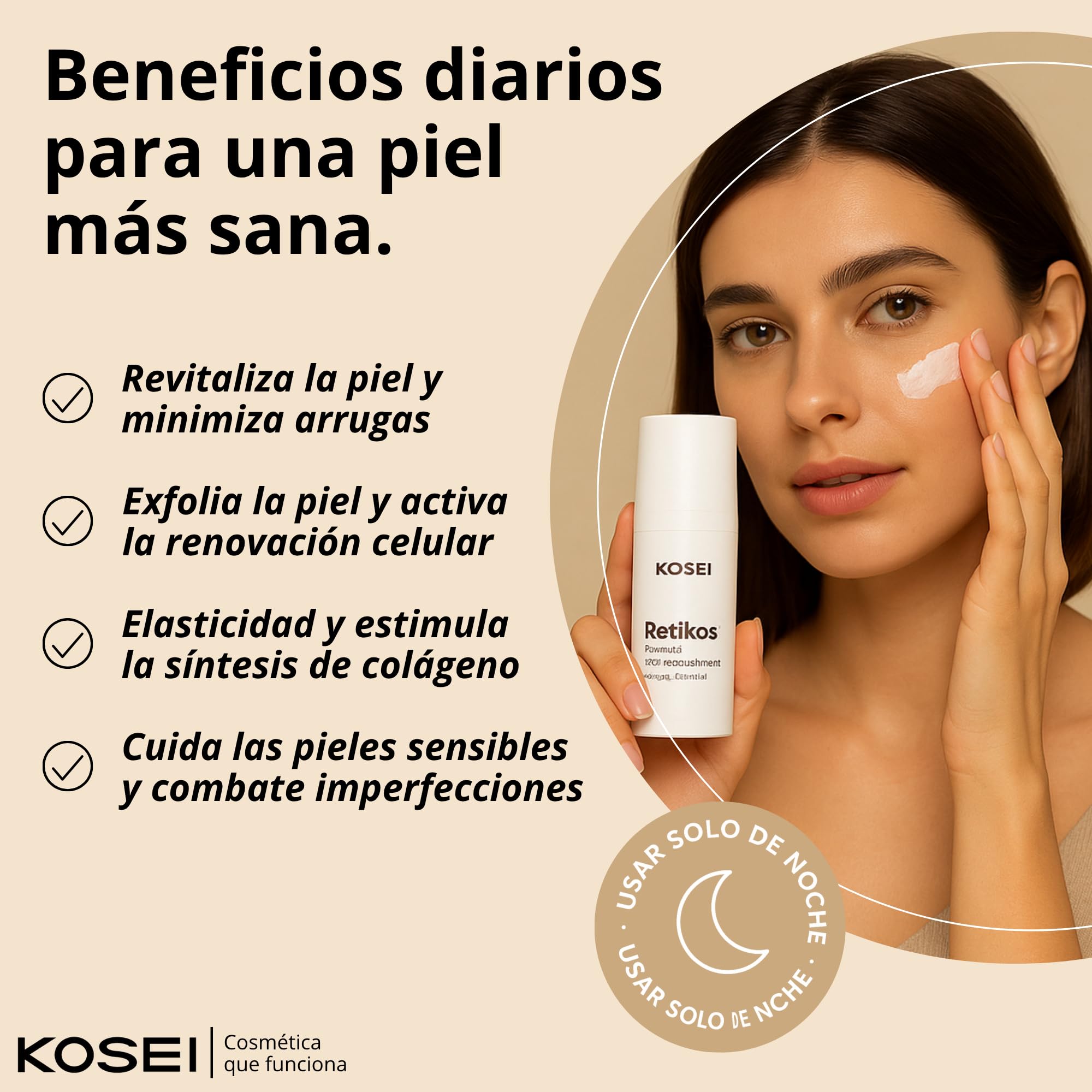 KOSEI | Crema Con Retinol | Reduce los Signos del Envejecimiento | Repara e hidrata piel sensible | Anti-imperfecciones | Crema con retinol para la cara | Retinol 0.3% | 50ml
