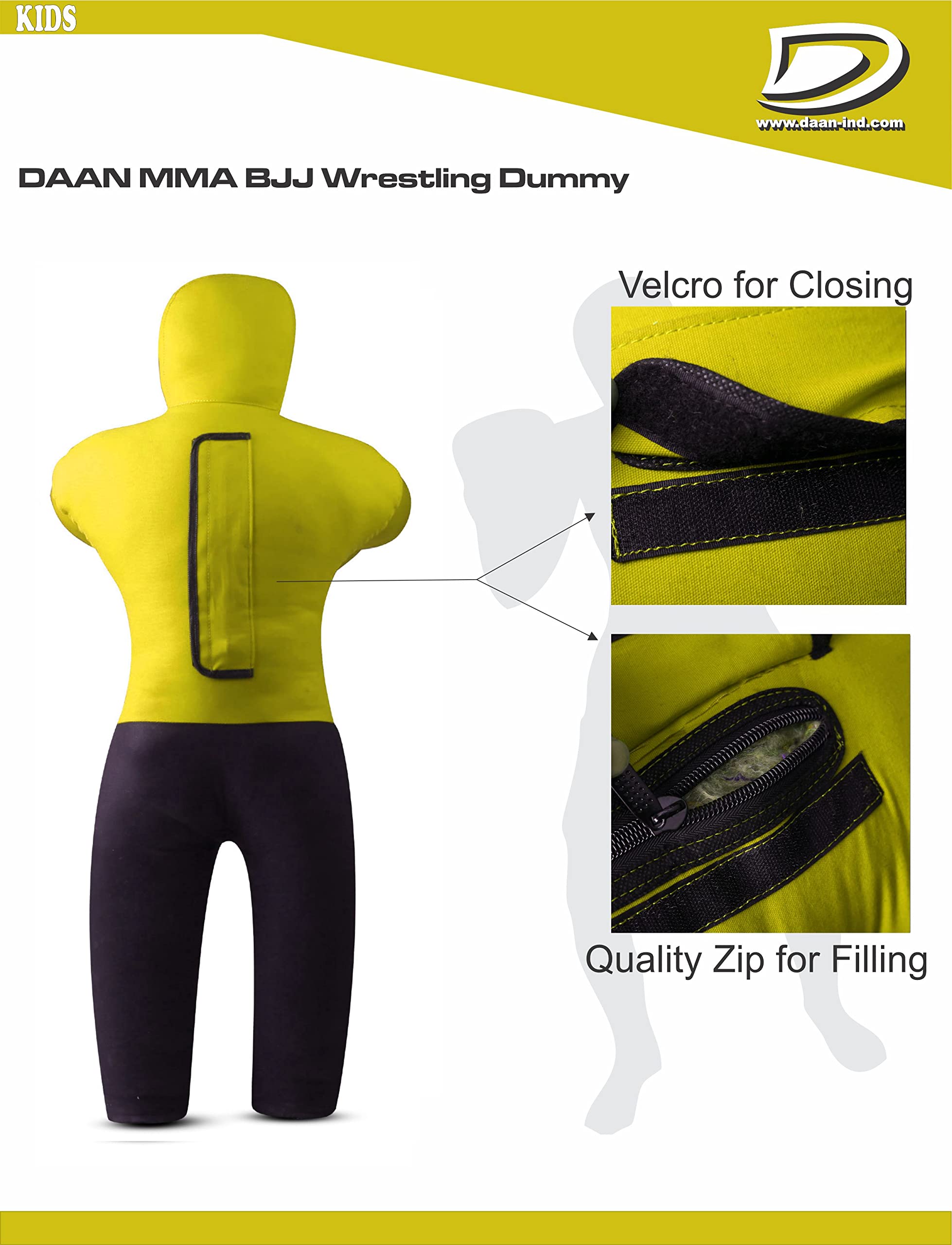 DAAN MMA Mannequin De Lutte Pour Enfants - Sac De Frappe Non Rempli Pour Jiu-Jitsu Brésilien, Judo Et Boxe Jeunesse