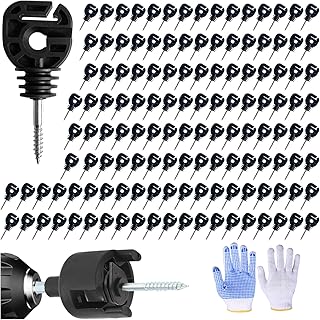 100Pcs Multifunction Electric Fence Insulator for Wire/Tape/Rope Screw-in Ring Post Wood Post insulators and1 Pc Free Insulator Socket Tool(Grid System Accessories for Animal Husbandry Electronic)