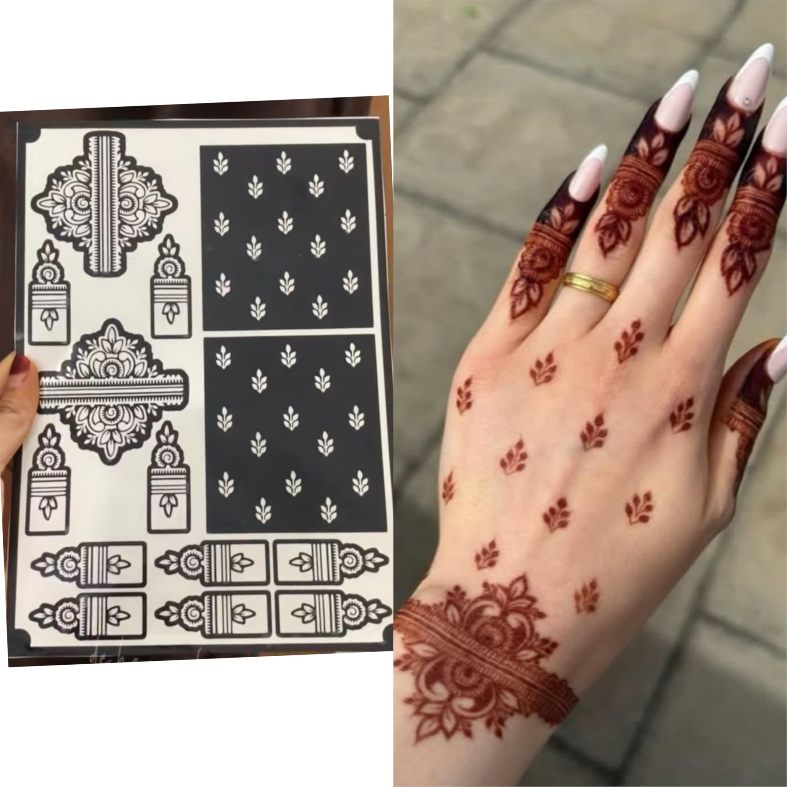 Temporary Henna Mehandi Tattoo Stencils, Traditional Indian Design Patterns for Hand and Body Art-image-44