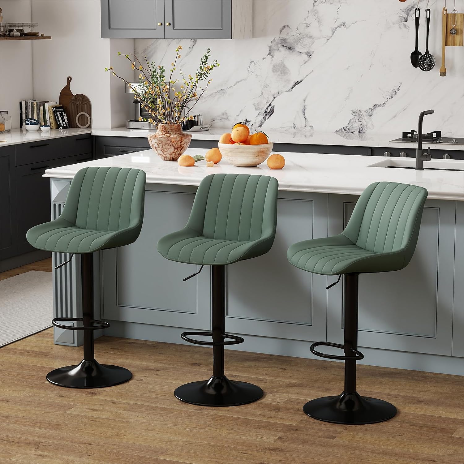 Honest review of Youhauchair Adjustable Faux Leather Bar Stools Set of 3, Green