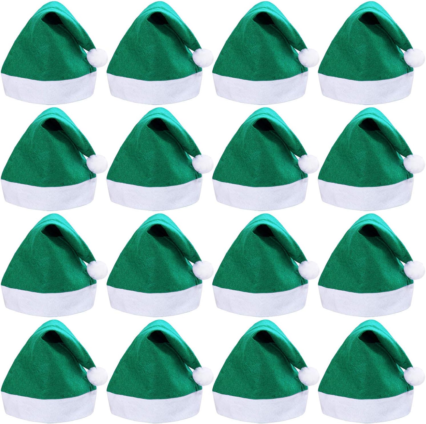 URATOT 16 Pack Christmas Santa Hats Green Blue Felt Non
