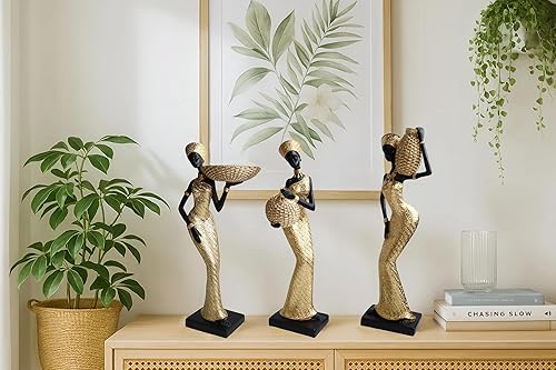 Miniatura 8 de Lescafita Estatuas y esculturas africanas para decoración del hogar, figuras tribales de arte de 15 pulgadas para decoración de sala de estar,
