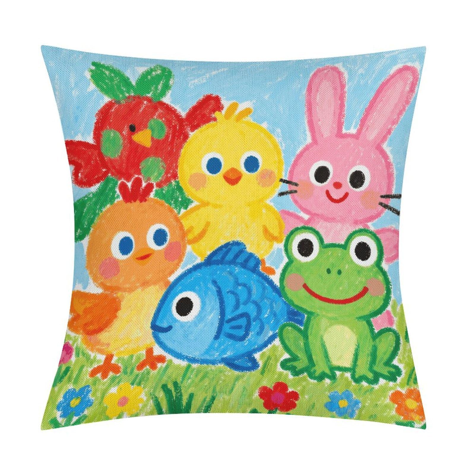 LZQPOEAS Colorful Throw Pillow Covers, Waterproof Faux Linen Pillow Cases with Invisible Zipper, Decorative Square Cushion Covers for Sofa Couch Living Room Bedroom 18x18 Inch