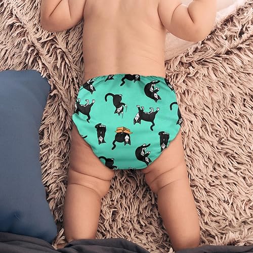 Miniatura 4 de WIRESTER Pañal de tela para bebé, tamaño único, ajustable, lavable, reutilizable, pañal de bolsillo de tela para bebé, color negro y blanco,