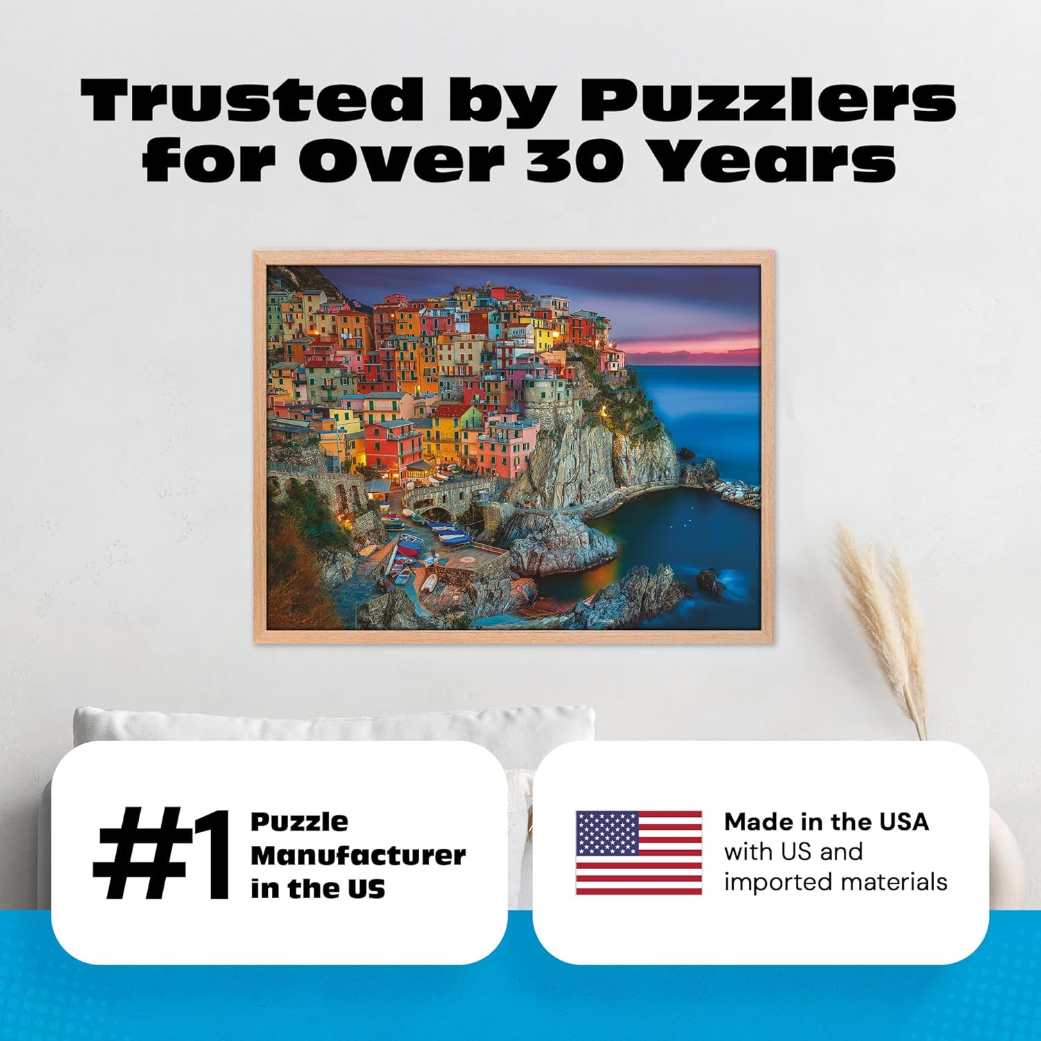 Buffalo Games - Cinque Terre 1000 Piece Puzzle for Adults - Jigsaw Puzzles - Challenging Italy Coastal Scene with Poster - Peter Stewart Photography
