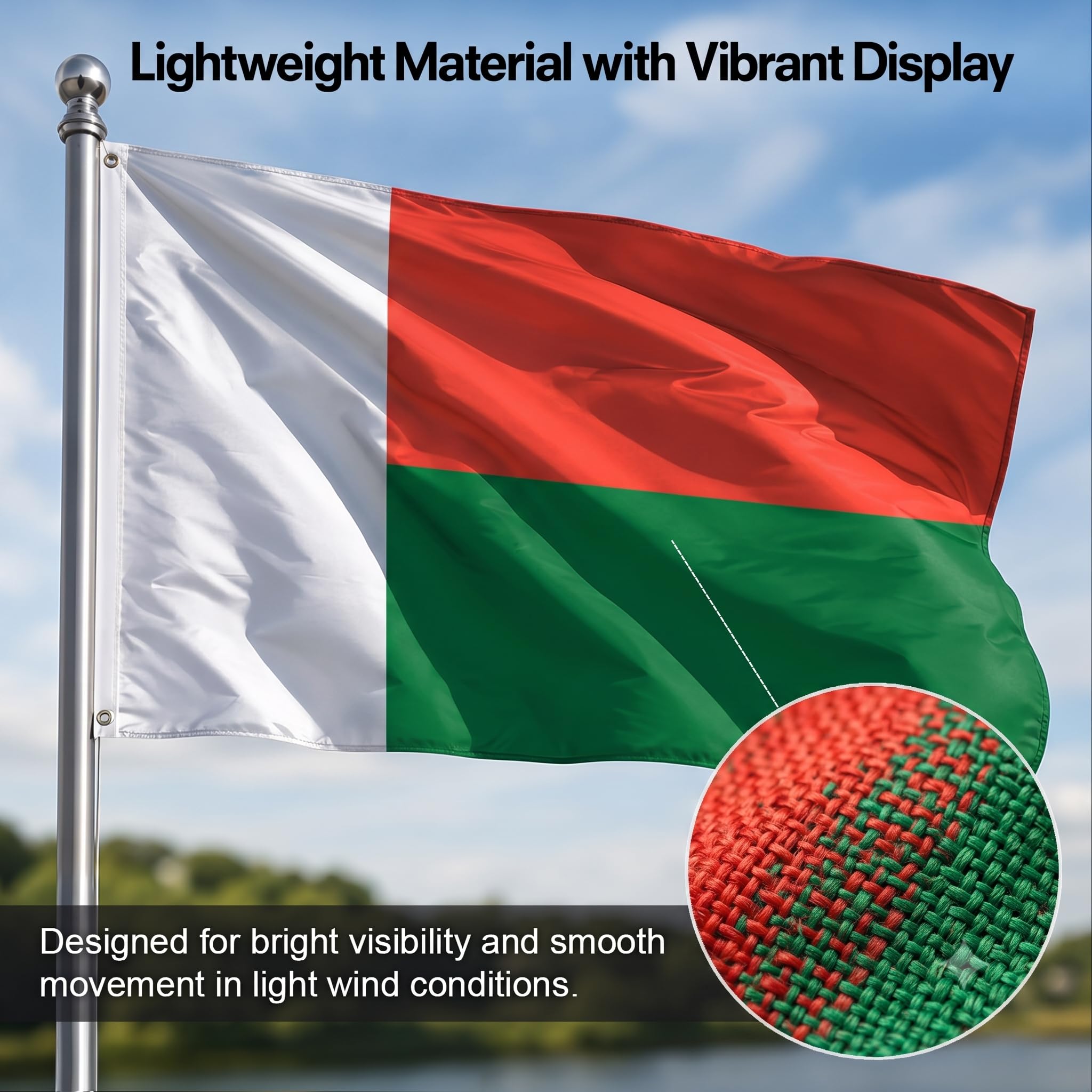 Amazon.com : DMSE Madagascar National Flag, 3ft x 5ft - Fade