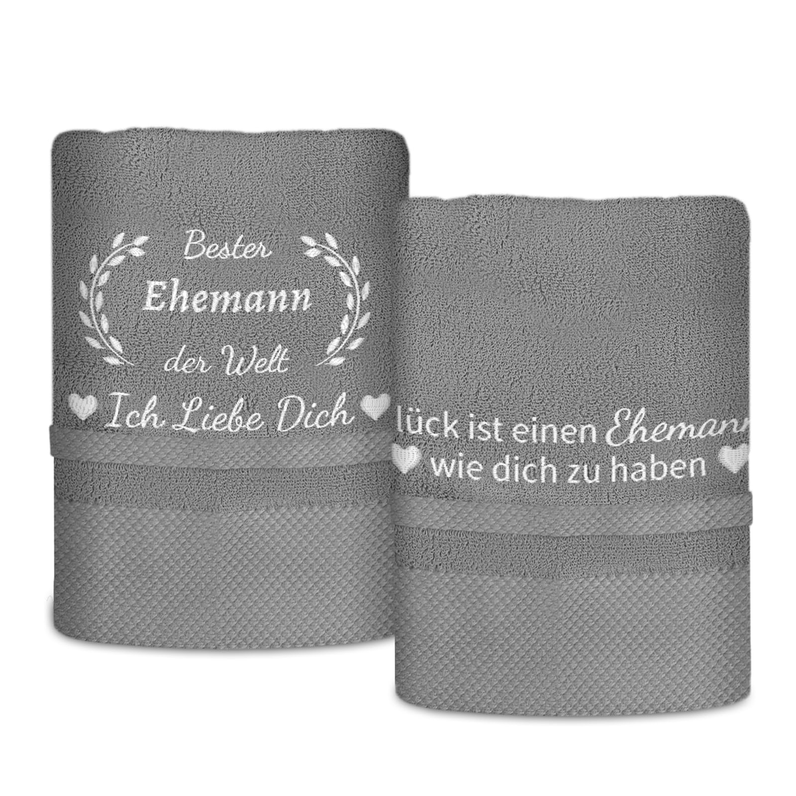Idée cadeau homme original : lot de 2 serviettes brodées en coton pour les noces