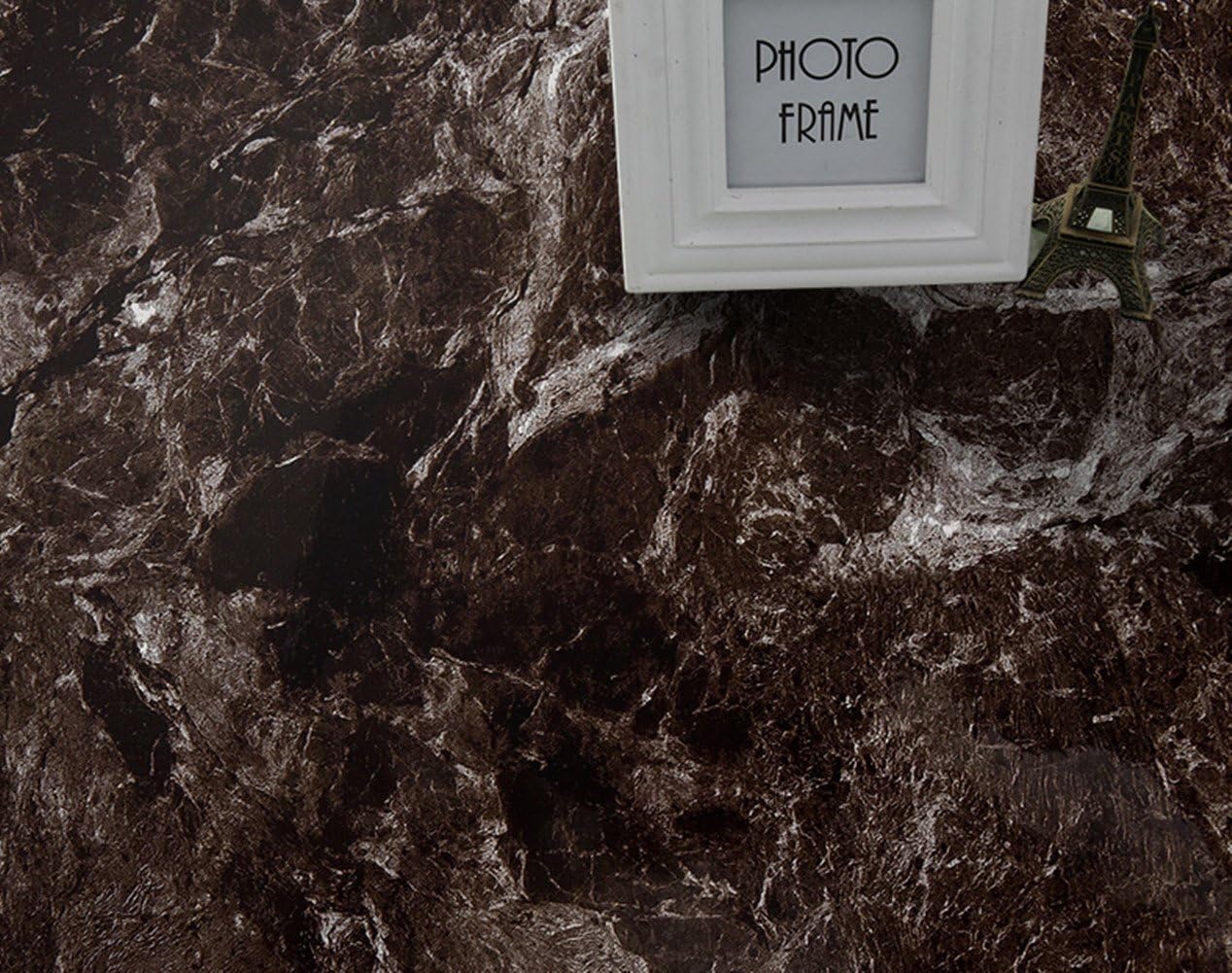 Amhao Black Brown Granite Look Marble Effect Wallpaper Film Vinyl Self Adhesive Peel Stick Counter Top 15.7inch by 79inch