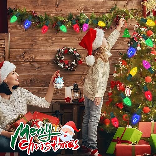 Miniatura 31 de Paquete de 25 bombillas de repuesto naranjas C7 de vidrio de Halloween para cadena de luces al aire libre, luces de patio, base de candelabro C7/E12