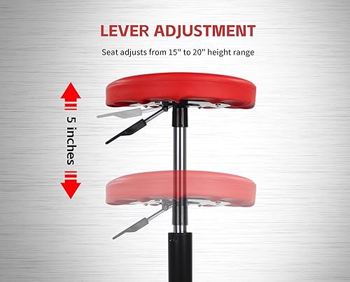 Miniatura 6 de MaxWorks 80771 - Asiento neumático con ruedas y altura ajustable, capacidad de 300 libras