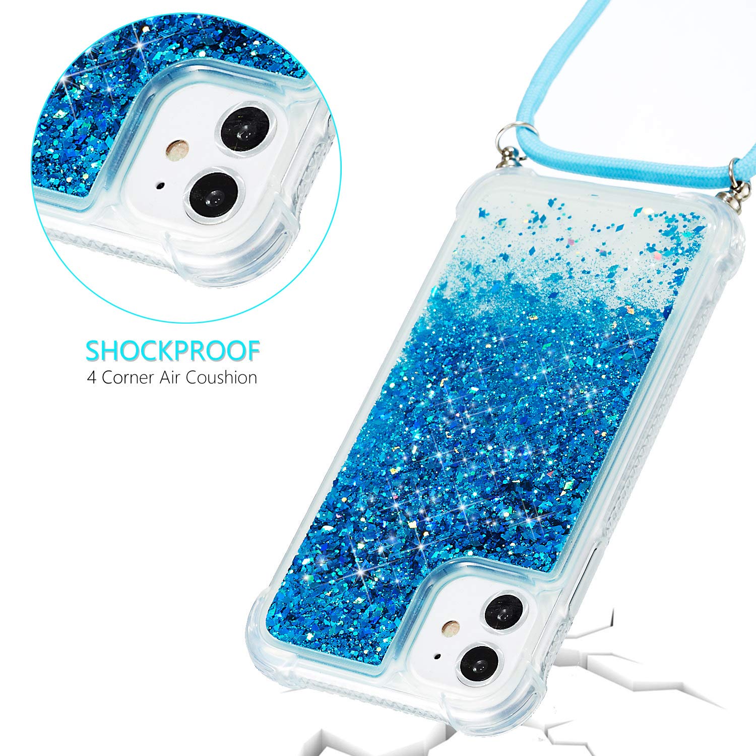 Amazon.co.jp: Omorro iPhone 12 ミニグリッター液体ケース ストラップ