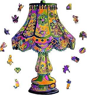 Mys Aurora Jigsaw Puzzles, Colorful Desk Lamp Puzzles for Adults, 200 Piece Unique Shape Vintage Wooden Puzzles for Adults and Kids, Fun Christmas Family Puzzle Game, 11.2 x 16.5 Inches
