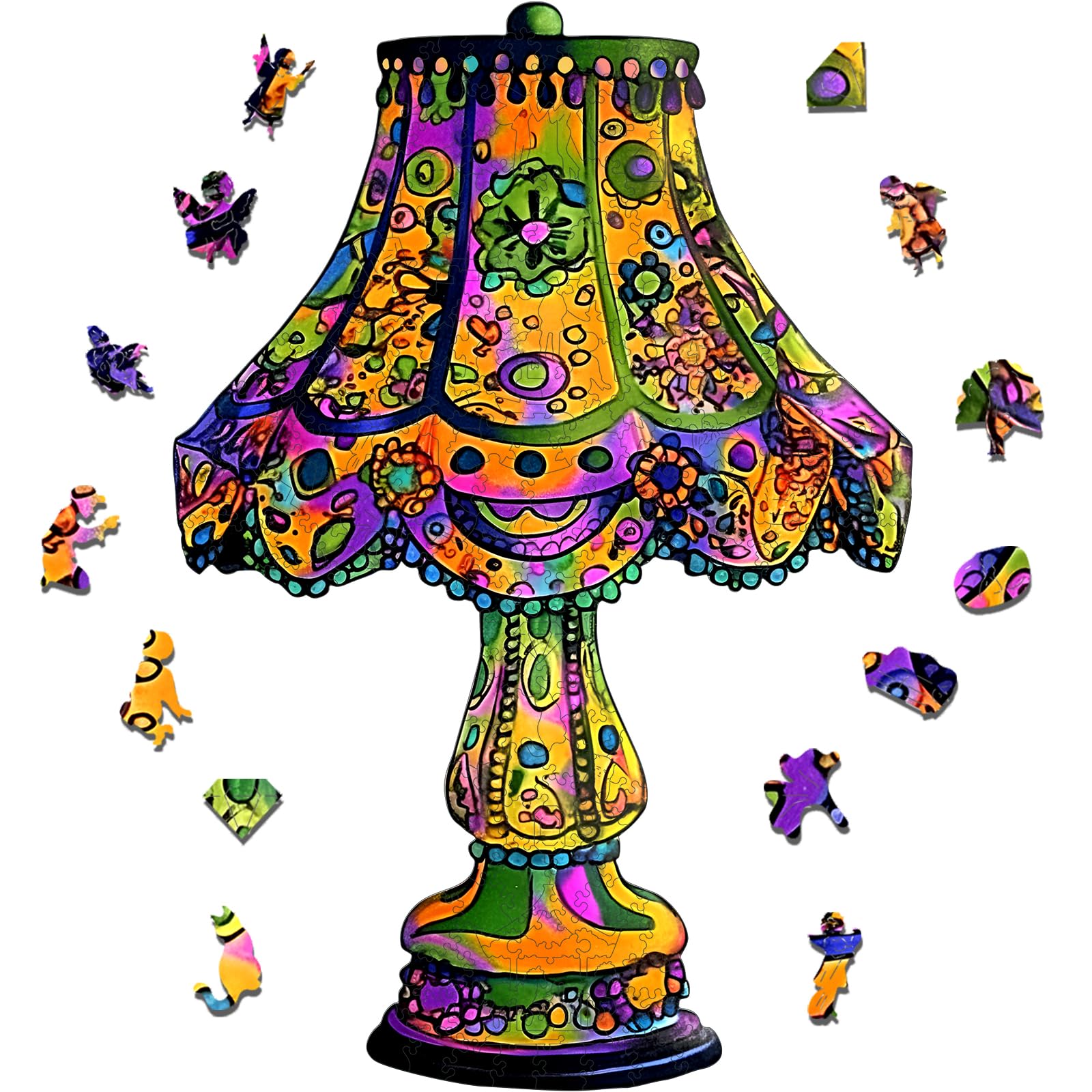 Jigsaw Puzzles, Colorful Desk Lamp Puzzles for Adults, 200 Piece Unique Shape Vintage Wooden Puzzles for Adults and Kids, Fun Challenge Family Puzzle Game, 11.2 x 16.5 Inches