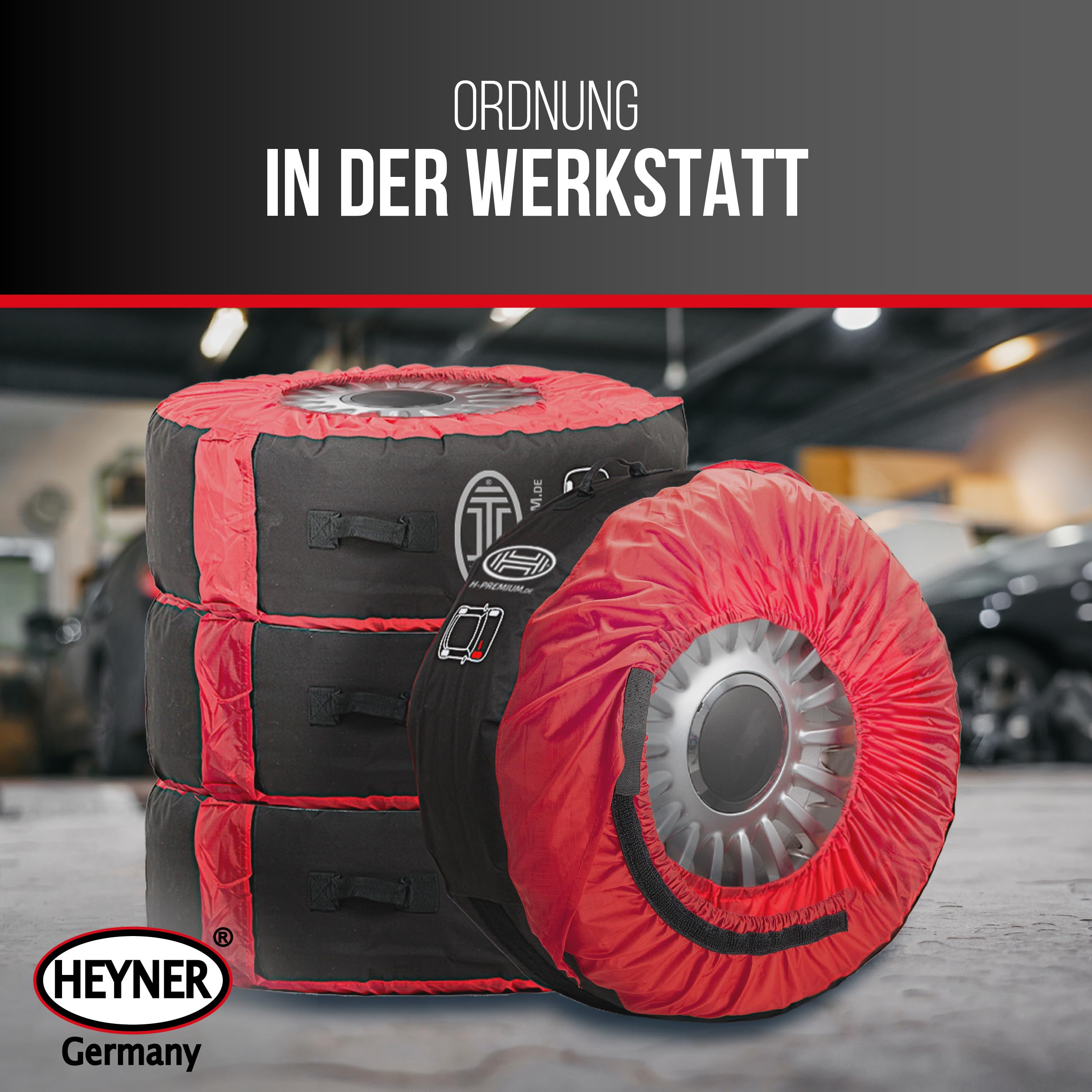HEYNER® Reifentaschen Set 16-22 Zoll mit Klettverschluss, Reifenschutzhülle, Reifenschoner, 4er Set