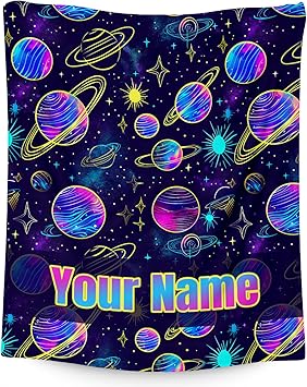 Custom Planet Blanket - 50x60 Inches Cute Throw Blanket for Men, Women - Soft Fuzzy Blankets for Bed, Couch & Travel