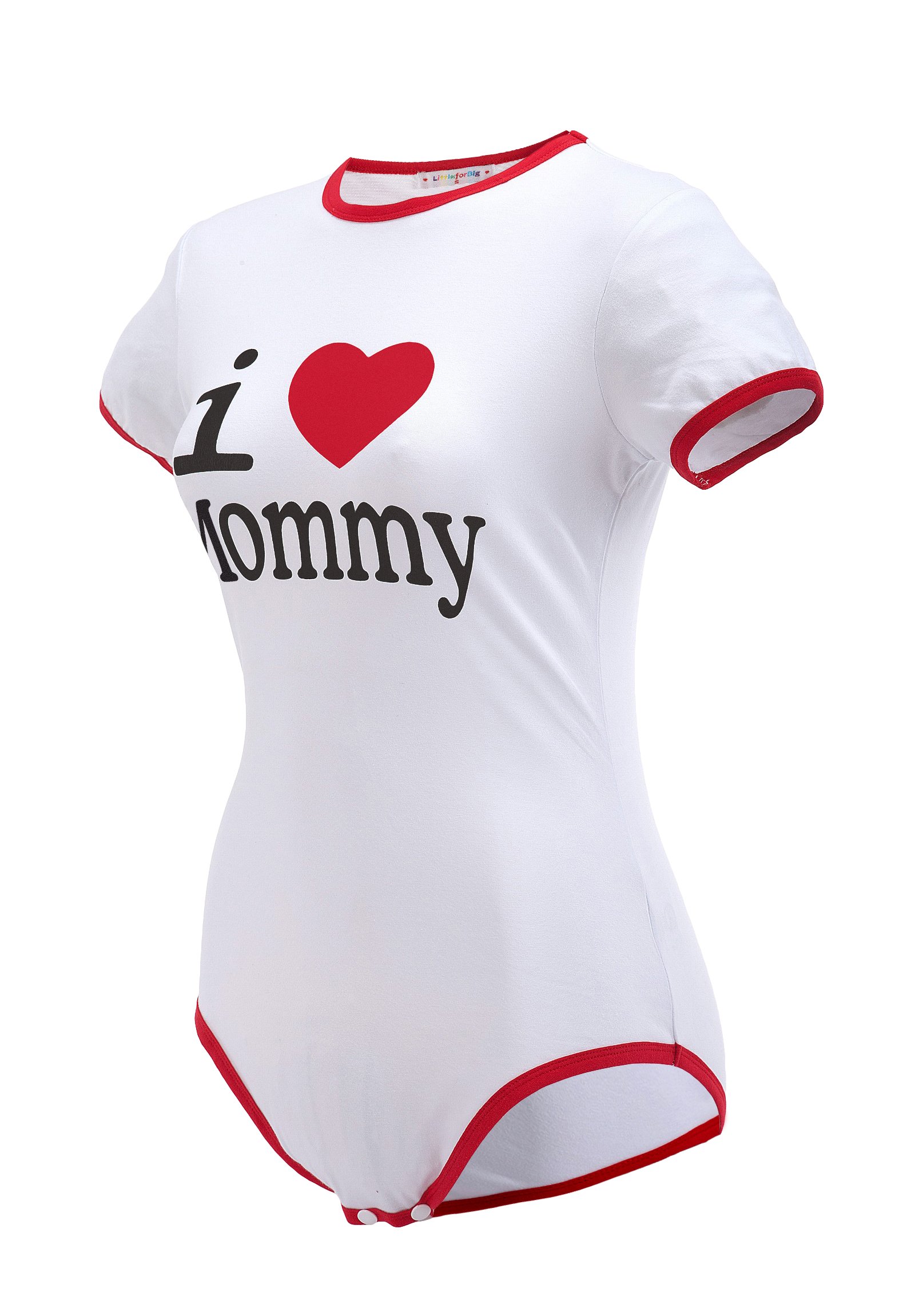 LittleForBig Dorośli Baby miłośnik pieluszek(ABDL) zatrzas w komkroku jednoczęściowy śpioszki-I Love Mommy