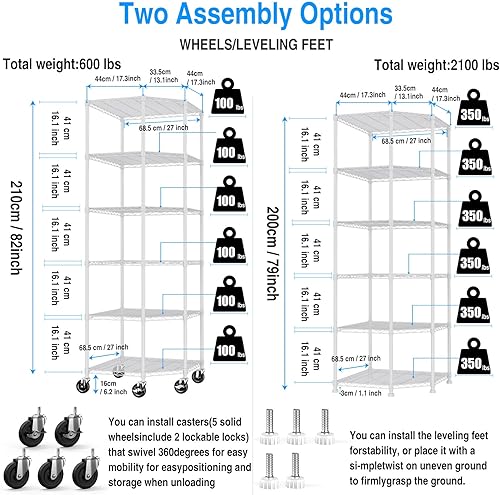 Miniatura 3 de pouseayar Estantería de alambre de esquina NSF de 6 niveles con forma pentagonal, estante de almacenamiento ajustable de capacidad de 2100 libras