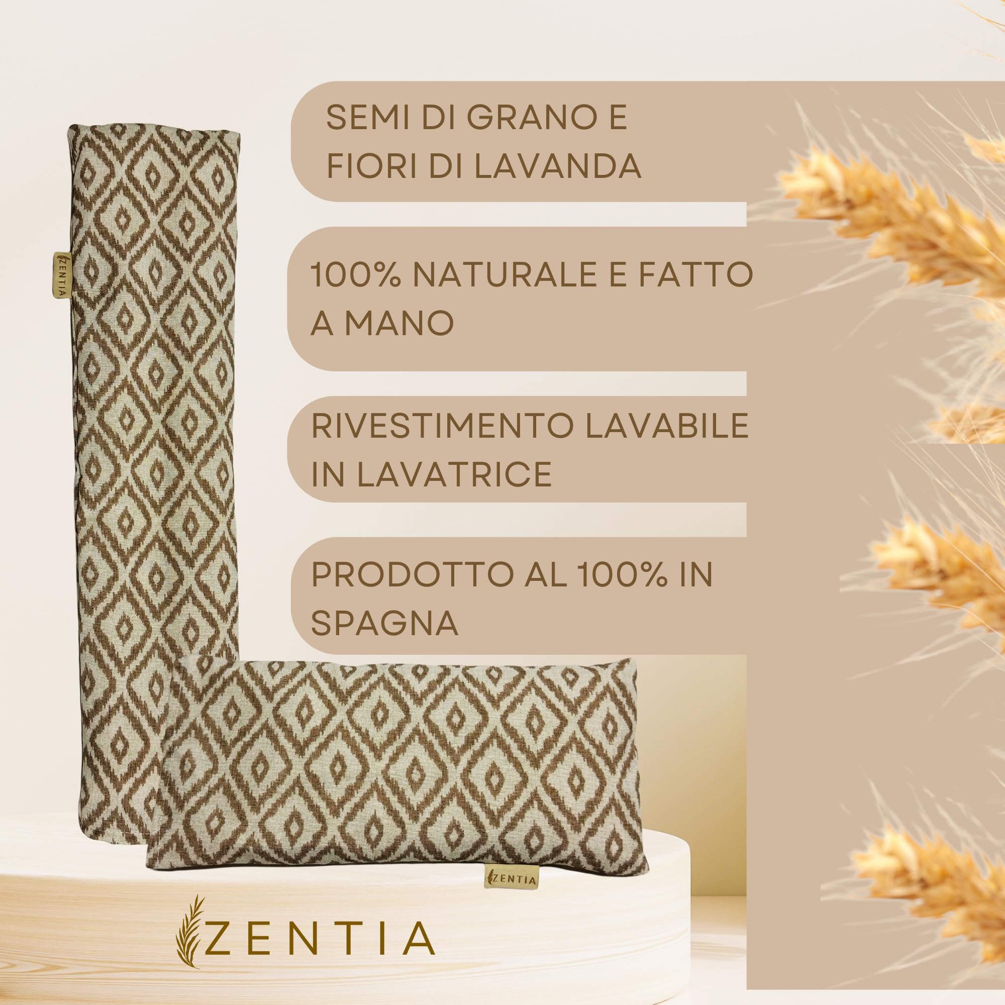 Sacco Semi Microonde 12x50cm Lavanda, 100% Cotone - Borsa Termica Calore e Freddo - Cuscino Cervical Grande