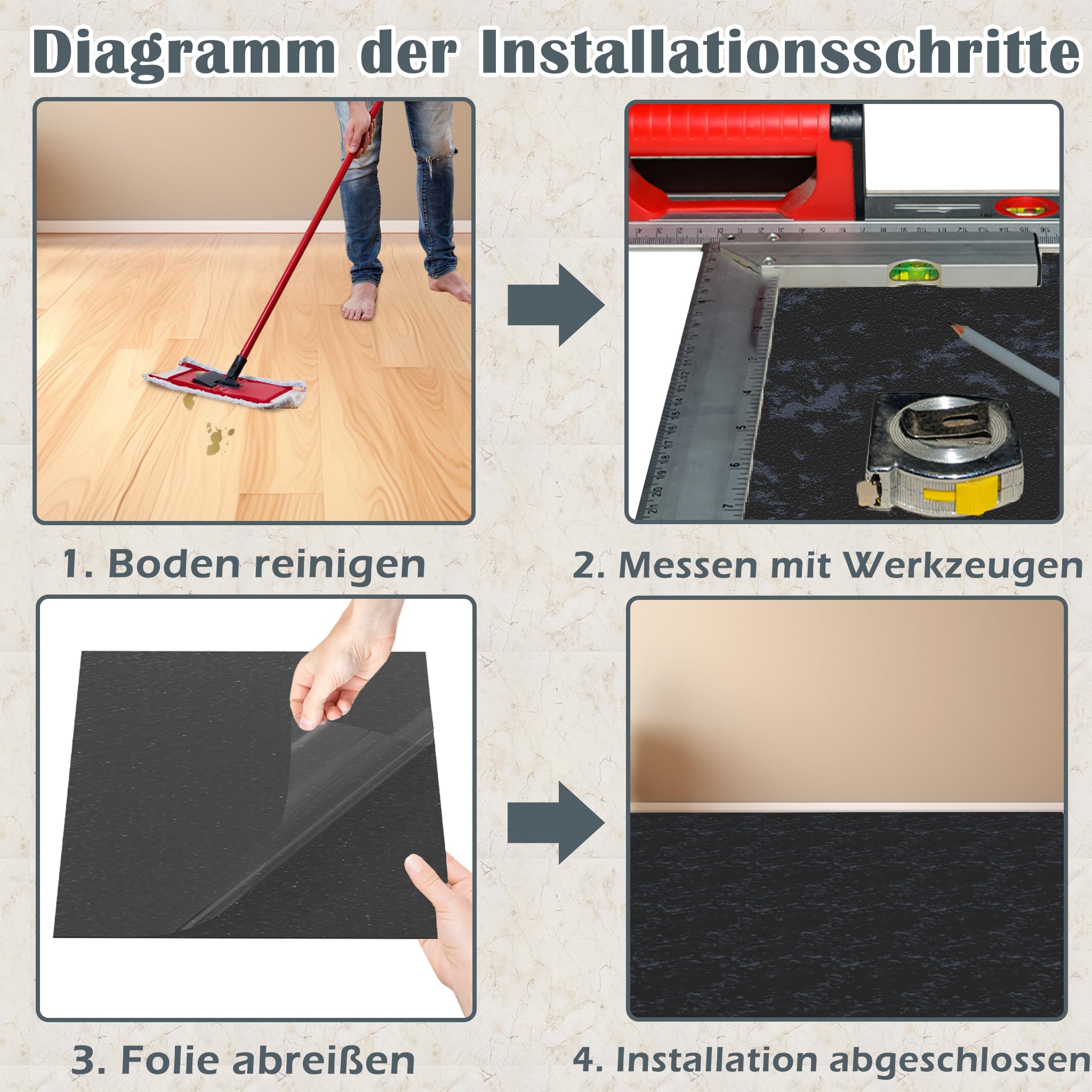 30 x 30 cm, rivestimento per pavimenti in vinile, laminato, antiscivolo, impermeabile, autoadesiva, 5,02 m², spessore 1,5 mm (54 pezzi, tipo G)